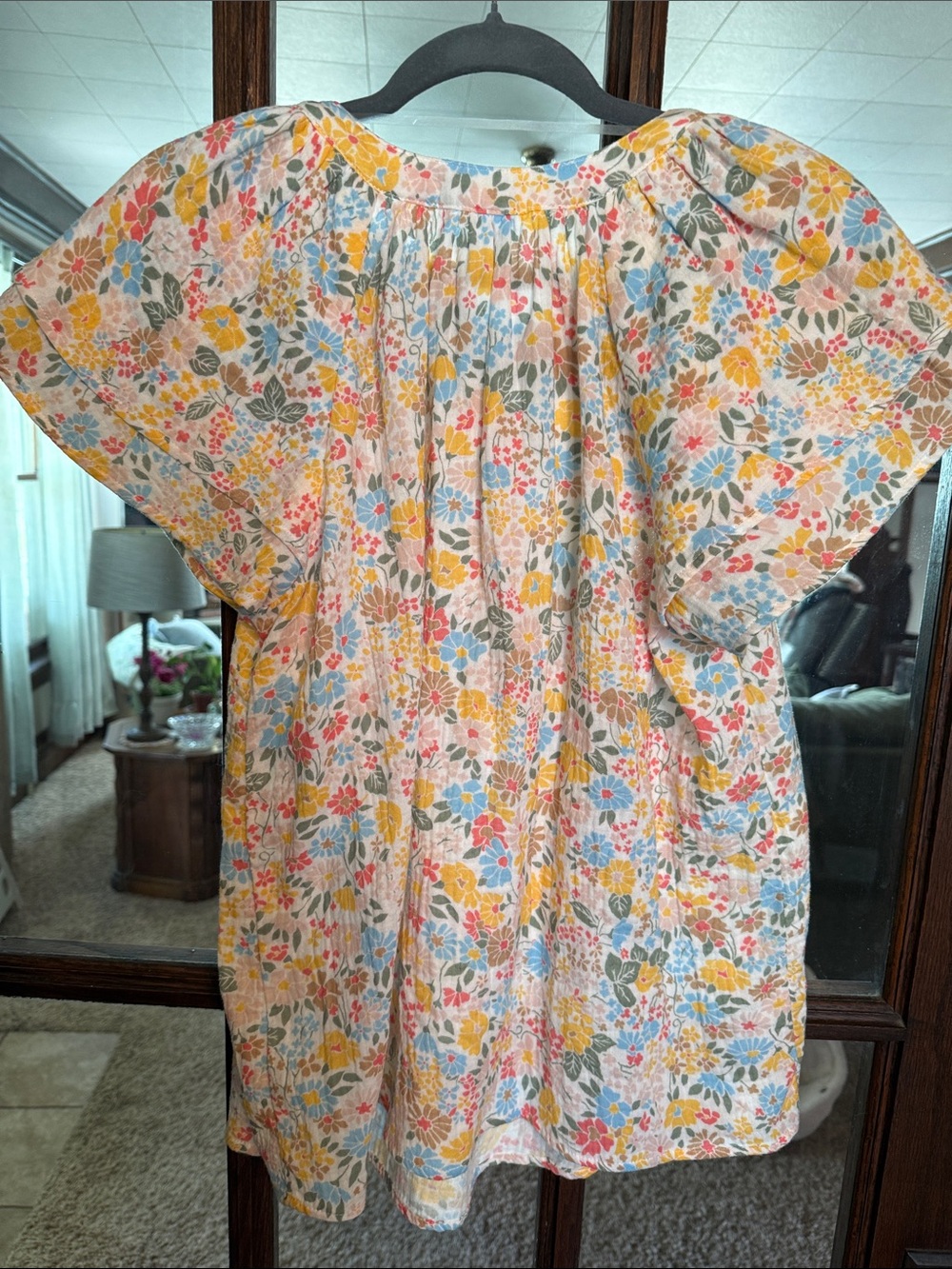 Time and Tru Maternity Floral Blouse Short Sleeve Button Front Medium 8-10 - Picture 5 of 5